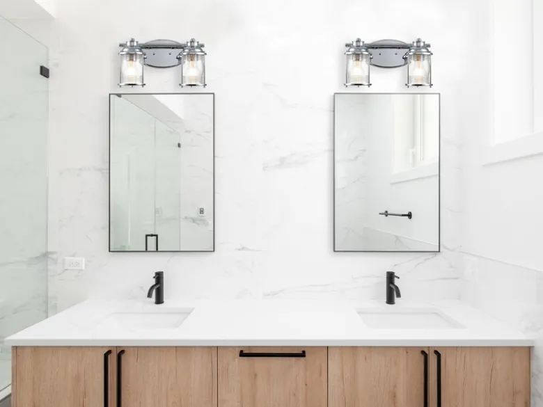 Wandleuchte ASHLAND BAY in Chrom für Badezimmer & Wohnraum, Breite 36cm