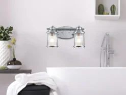 Wandleuchte ASHLAND BAY in Chrom für Badezimmer & Wohnraum, Breite 36cm