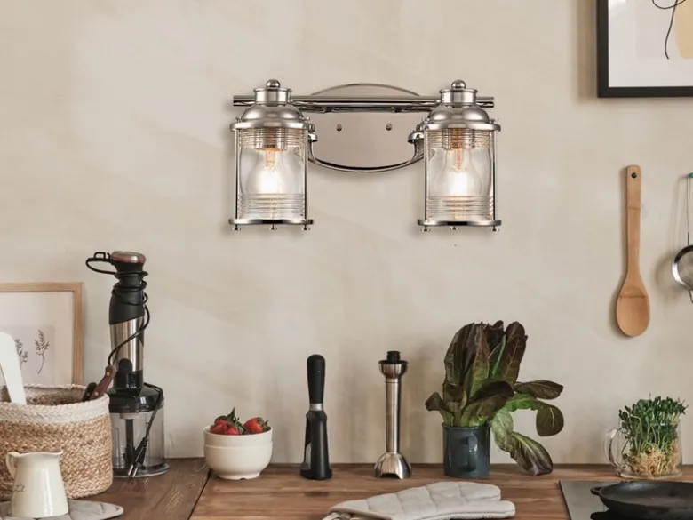 Wandleuchte ASHLAND BAY in Chrom für Badezimmer & Wohnraum, Breite 36cm