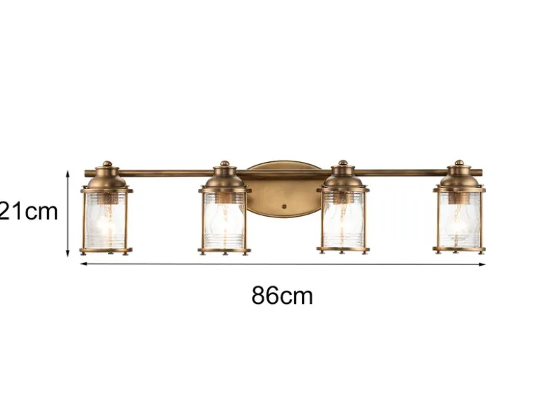 Wandleuchte ASHLAND BAY in Messing für Badezimmer & Wohnraum, Breite 86cm