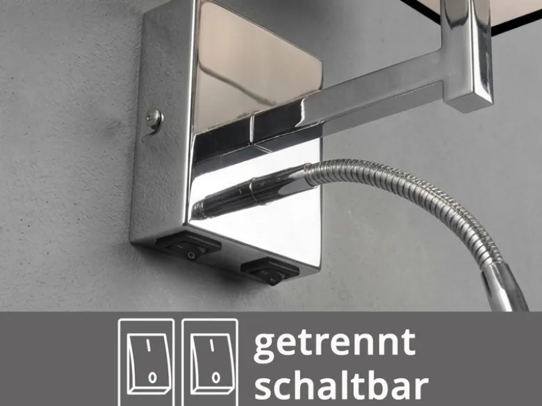 Wandleuchte CAIMA mit Schalter, LED Leselampe & Stoffschirm Schwarz, Höhe 31cm