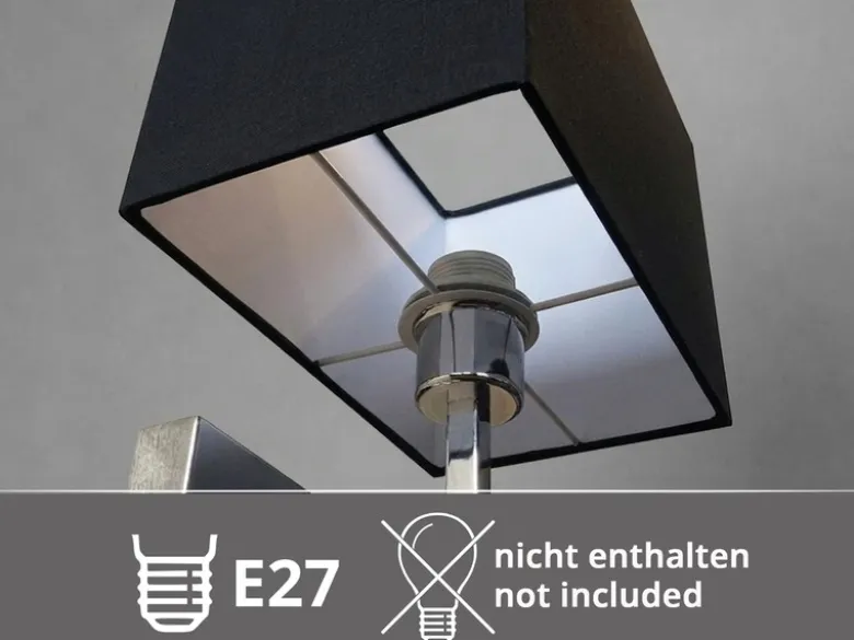 Wandleuchte CAIMA mit Schalter, LED Leselampe & Stoffschirm Schwarz, Höhe 31cm