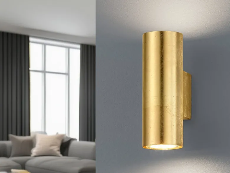 Wandleuchte CLEO in Gold foliert mit Up and Down Licht, Höhe 16,5cm