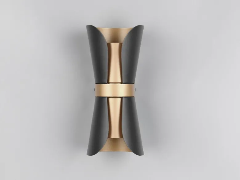 Wandleuchte COAT Schwarz Gold mit Updown Lichtaustritt, Höhe 21cm