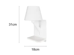 Wandleuchte COMFORT mit Stecker, Schalter & Ladefunktion Weiß, Höhe 31cm