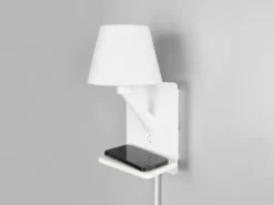 Wandleuchte COMFORT mit Stecker, Schalter & Ladefunktion Weiß, Höhe 31cm