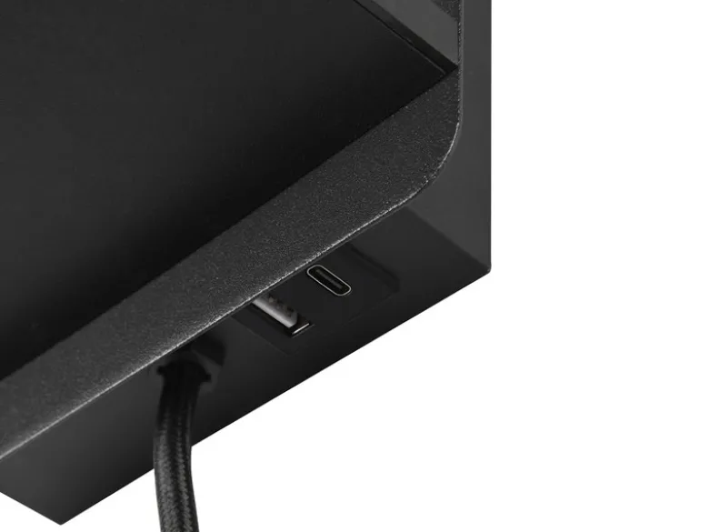 Wandleuchte COMFORT mit Stecker, Schalter & Ladefunktion Schwarz, Höhe 31cm