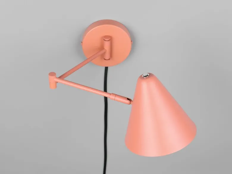 Wandleuchte COSIMA mit Stecker, Schalter und Schwenkarm, Apricot, Höhe 16cm