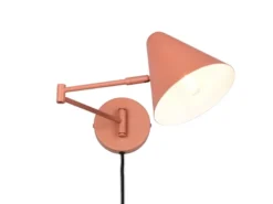 Wandleuchte COSIMA mit Stecker, Schalter und Schwenkarm, Apricot, Höhe 16cm