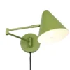 Wandleuchte COSIMA mit Stecker, Schalter und Schwenkarm, Grün, Höhe 16cm