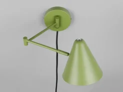 Wandleuchte COSIMA mit Stecker, Schalter und Schwenkarm, Grün, Höhe 16cm
