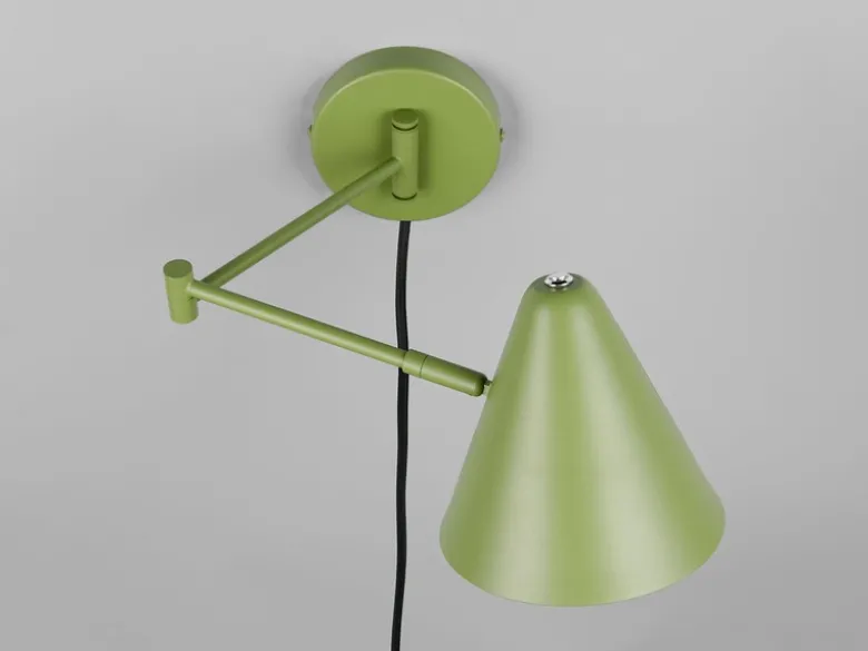 Wandleuchte COSIMA mit Stecker, Schalter und Schwenkarm, Grün, Höhe 16cm