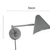 Wandleuchte COSIMA mit Stecker, Schalter und Schwenkarm, Anthrazit, Höhe 16cm