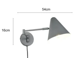 Wandleuchte COSIMA mit Stecker, Schalter und Schwenkarm, Anthrazit, Höhe 16cm