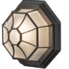 Wandleuchte / Deckenlampe für Außen schwarz mit gefrostetem Acrylglas Ø 27cm