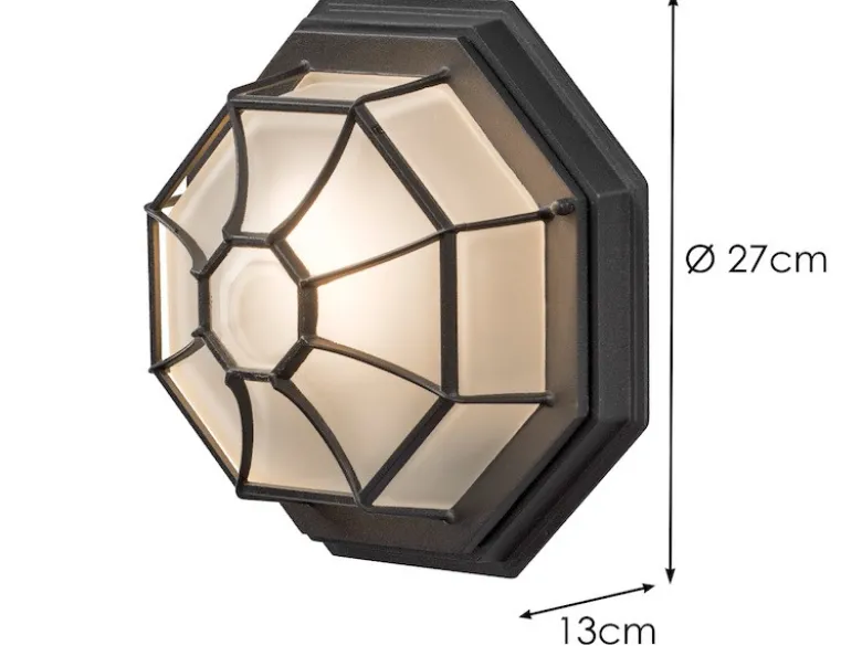 Wandleuchte / Deckenlampe für Außen schwarz mit gefrostetem Acrylglas Ø 27cm