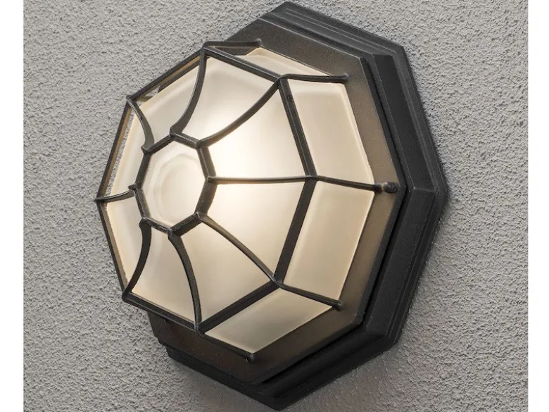 Wandleuchte / Deckenlampe für Außen schwarz mit gefrostetem Acrylglas Ø 27cm