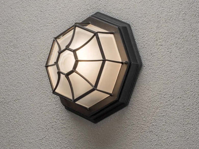 Wandleuchte / Deckenlampe für Außen schwarz mit gefrostetem Acrylglas Ø 27cm