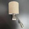 Wandleuchte DREAMER mit LED Leselampe, Stoffschirm Beige, Höhe 24cm