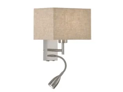 Wandleuchte DREAM mit LED Leselampe & Stoffschirm Beige, Höhe 38cm