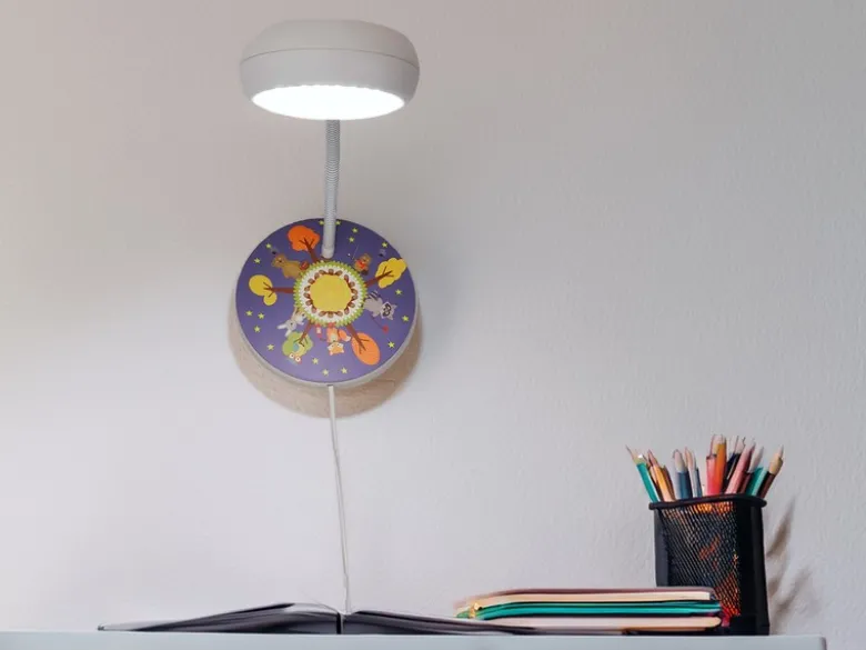 Wandleuchte für Kinderzimmer mit Wald-Motiv, Flexarm, Höhe 20cm