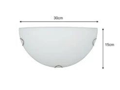 Wandleuchte LANA halbrund Glas Weiß, Breite 30cm