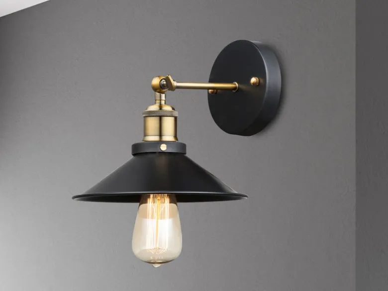 Wandleuchte LENIUS mit schwenkbarem Metallschirm Schwarz, Ø 22cm