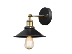 Wandleuchte LENIUS mit schwenkbarem Metallschirm Schwarz, Ø 22cm