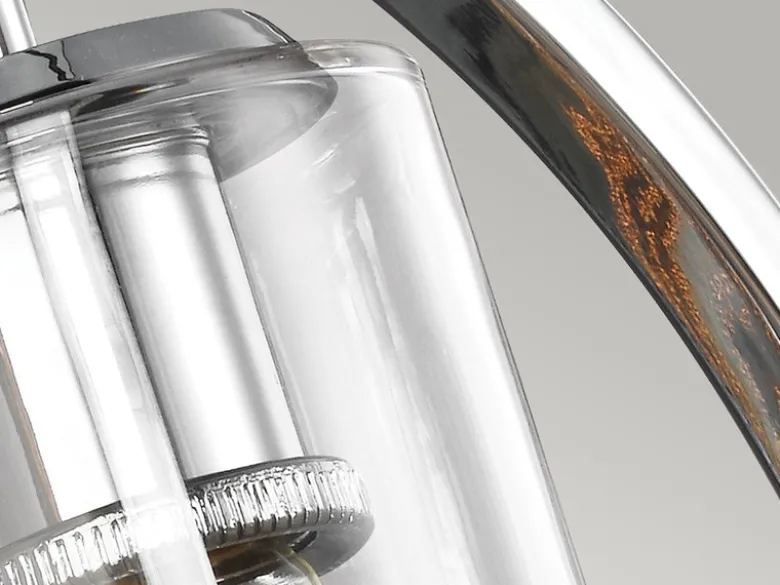 Wandleuchte MARLENA aus massivem Stahl Chrom mit Glas, Höhe 45,7cm