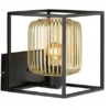 Wandleuchte mit Lamellen Lampenschirm Gold, Quadrat 23cm