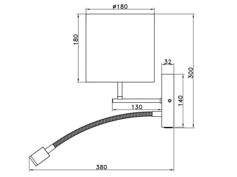Wandleuchte NILAM mit Leselampe Schalter & Stecker, Holz mit Stoffschirm H: 30cm