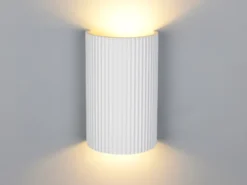 Wandleuchte RAPOSA halbrund aus Gips mit Up and Down Lichteffekt, Höhe 22cm