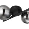 Wandleuchte RIHA Schwarz 2-flammig mit Glaskugeln Rauchglas, Höhe 24cm