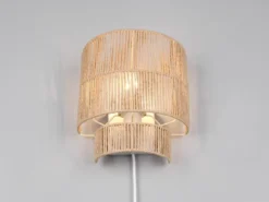 Wandleuchte SATNA aus Papiergarn mit Stecker und Schalter, Höhe 24cm