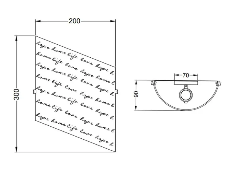 Wandleuchte SIGNA mit Glasschirm & Signatur Dekor, Höhe 30cm