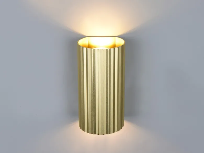 Wandleuchte SOKA mit Up and Down Lichteffekt, Metall Gold, Höhe 18cm