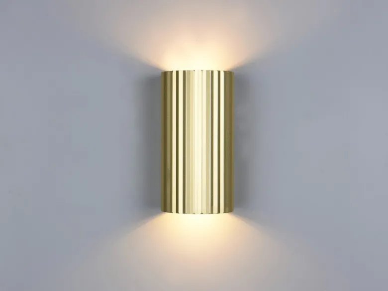 Wandleuchte SOKA mit Up and Down Lichteffekt, Metall Gold, Höhe 18cm