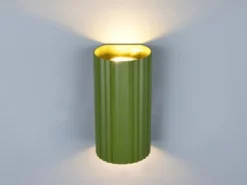 Wandleuchte SOKA mit Up and Down Lichteffekt, Metall Grün, Höhe 18cm