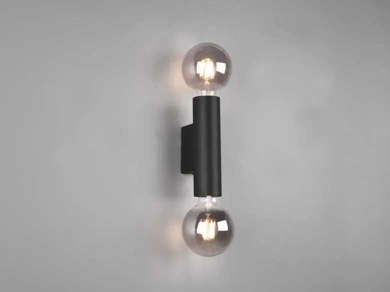 Wandleuchte VANNES 2 Flammig Schwarz, Up and Down Light, Höhe 18cm