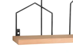 Wandregal JOLEEN aus Holz Natur und Metall Schwarz, Breite 48cm