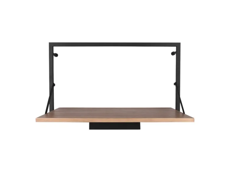 Wandregal LEONIE aus Holz mit LED Beleuchtung Metall Schwarz 50cm breit