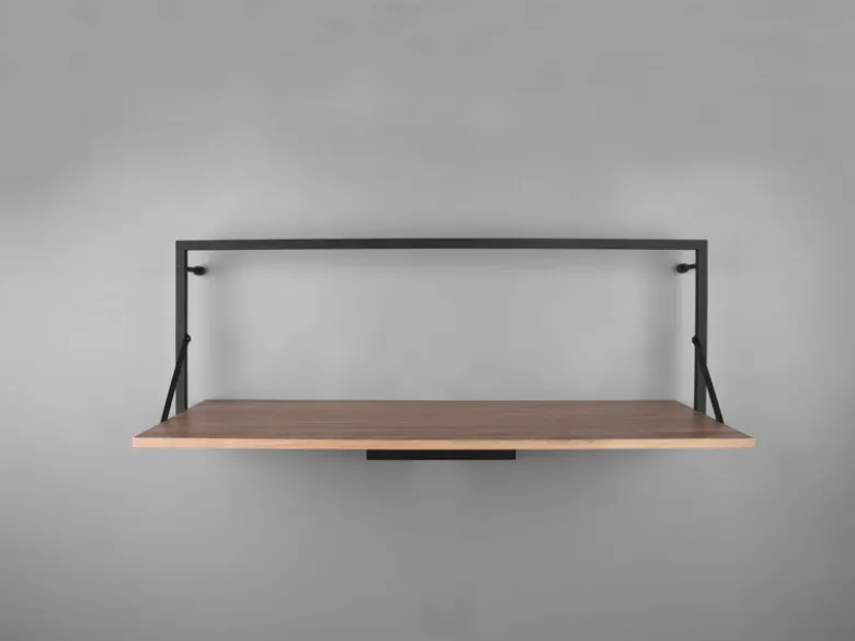 Wandregal LEONIE aus Holz mit LED Beleuchtung Metall Schwarz 90cm breit
