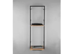 Wandregal LEONIE Holz & Metall Schwarz mit LED Licht 32cm schmal & 72cm hoch