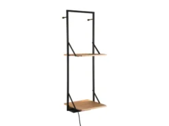 Wandregal LEONIE Holz & Metall Schwarz mit LED Licht 32cm schmal & 72cm hoch