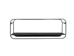 Wandregal LIANDRA aus Metall schwarz & 5 Haken 50x18cm