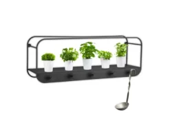 Wandregal LIANDRA aus Metall schwarz & 5 Haken 50x18cm
