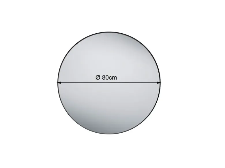 Wandspiegel BRITNEY mit schwarzem Rahmen - großer Metallspiegel Ø80cm