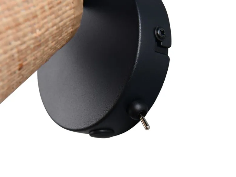 Wandstrahler AIMEE mit Schalter & Bast Lampenschirm, Breite 13cm