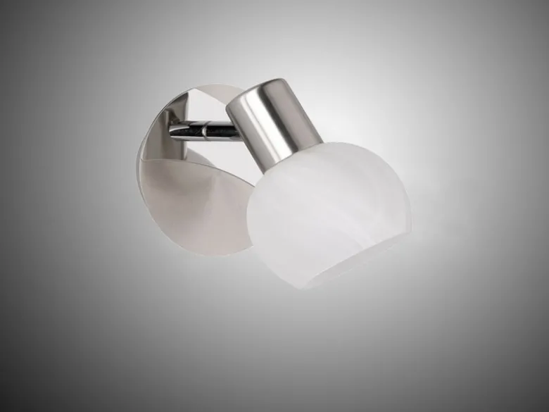 Wandstrahler ANTIBES Silber Chrom & Glas Alabaster, Breite 11cm