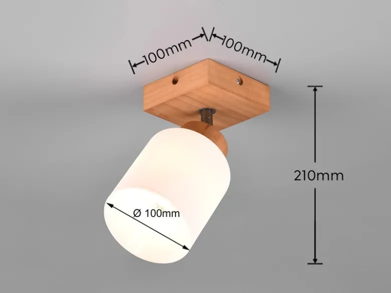 Wandstrahler ASSAM Korpus Holz & Glasschirm Weiß, Breite 10cm